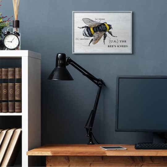 Stupell Industries Anatomy of Honey Bee Pun Gray Framed Wall Art